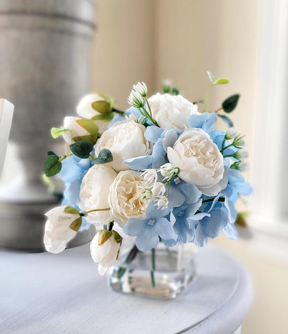 Blue Hydrangea white rose blue Hydrangea wedding Decor nightstand decor side table accent decor new home gift her gift birthday gift sister