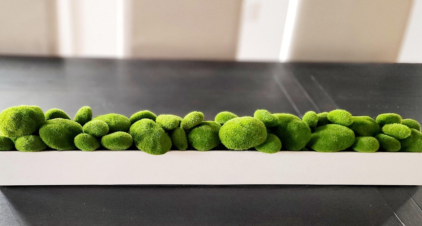 Moss Arrangement Narrow Long Dining Arrangement Modern Table Decor Contemporary Table Top Decor Faux Moss Centerpiece Mantle Decoration