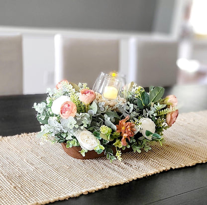 Fall arrangement dining table fall centerpiece dough bowl farmhouse arrangement fall candle fall sunflower table arrangement fall flower