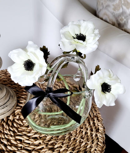 Arrangement glass vase table decor wedding floral decor faux silk flower modern arrangement silk faux spring floral in glass vase bedroom