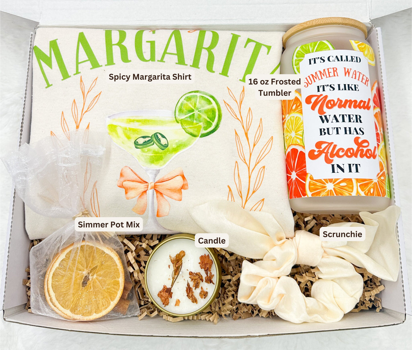 Spicy Margarita Shirt Summer Frosted Tumbler Summer Gift Box Women Margarita Kit Gift Basket Women Unique Birthday Gift Simmer Pot Mix Kit