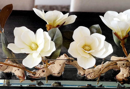 Dining Table Flower Arrangement home decor Luxury Flower Dining flower Magnolia Flower Long Glass container flower Realistic flowers water