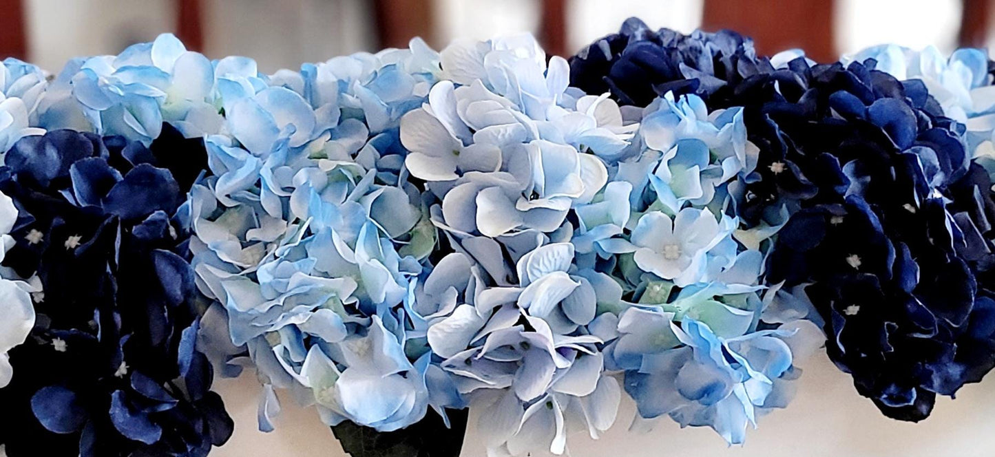 Navy Blue Flower Blue Hydrangea Arrangement French country Decor wood box Arrangement Blue Flower Centerpiece Blue white Floral Arrangement