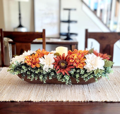 Fall Dining Table Arrangement Fall Decor Rustic Centerpiece Fall Farmhouse arrangement Autumn Flower Orange hydrangea Fall Table decor Fall
