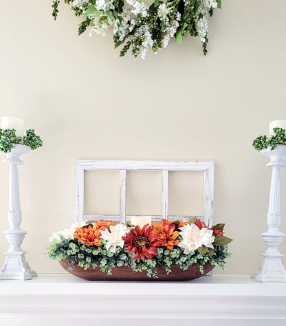 Fall Dining Table Arrangement Fall Decor Rustic Centerpiece Fall Farmhouse arrangement Autumn Flower Orange hydrangea Fall Table decor Fall