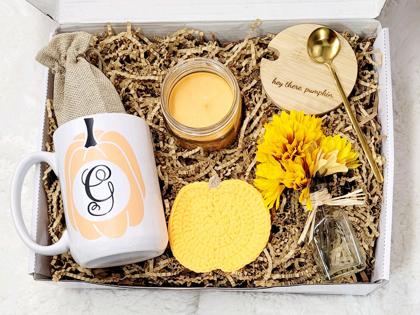 Fall Gift Box Friend Care Package Pumpkin Mug Personalized Tumbler Women Gift Box Cozy Autumn Care Package Custom Cup Engrave Initial Mug