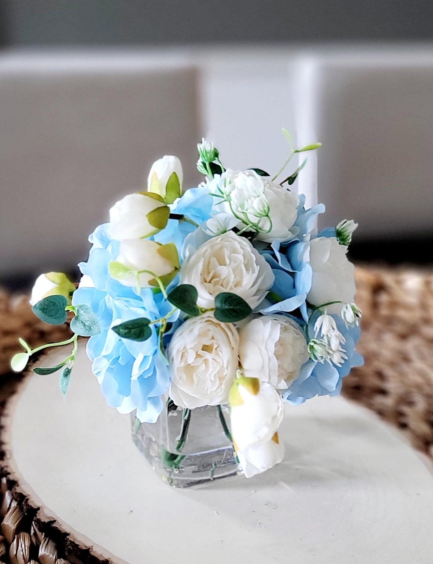 Blue Hydrangea white rose blue Hydrangea wedding Decor nightstand decor side table accent decor new home gift her gift birthday gift sister