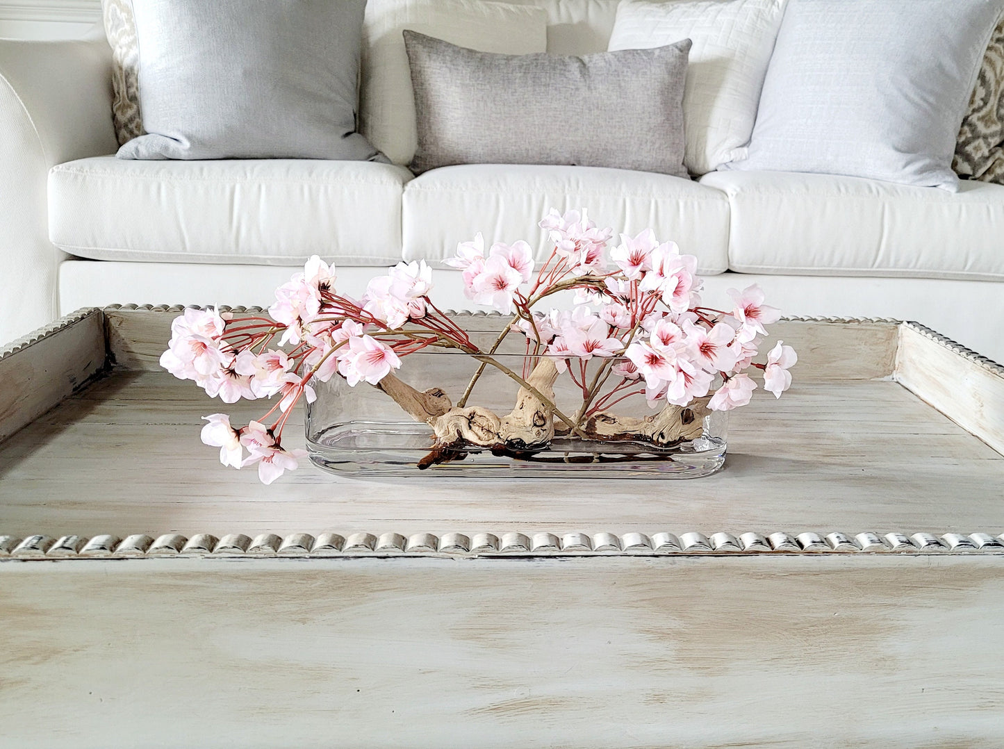 Modern Arrangement Dining Table Centerpiece Pink Floral Arrangement French Country Pink Cherry Blossoms Floral Centerpiece Modern Centerpiec