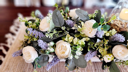 Peony Centerpiece 27' lavender centerpiece spring table decor spring decor ideas dough bowl arrangement lavender arrangement dining table