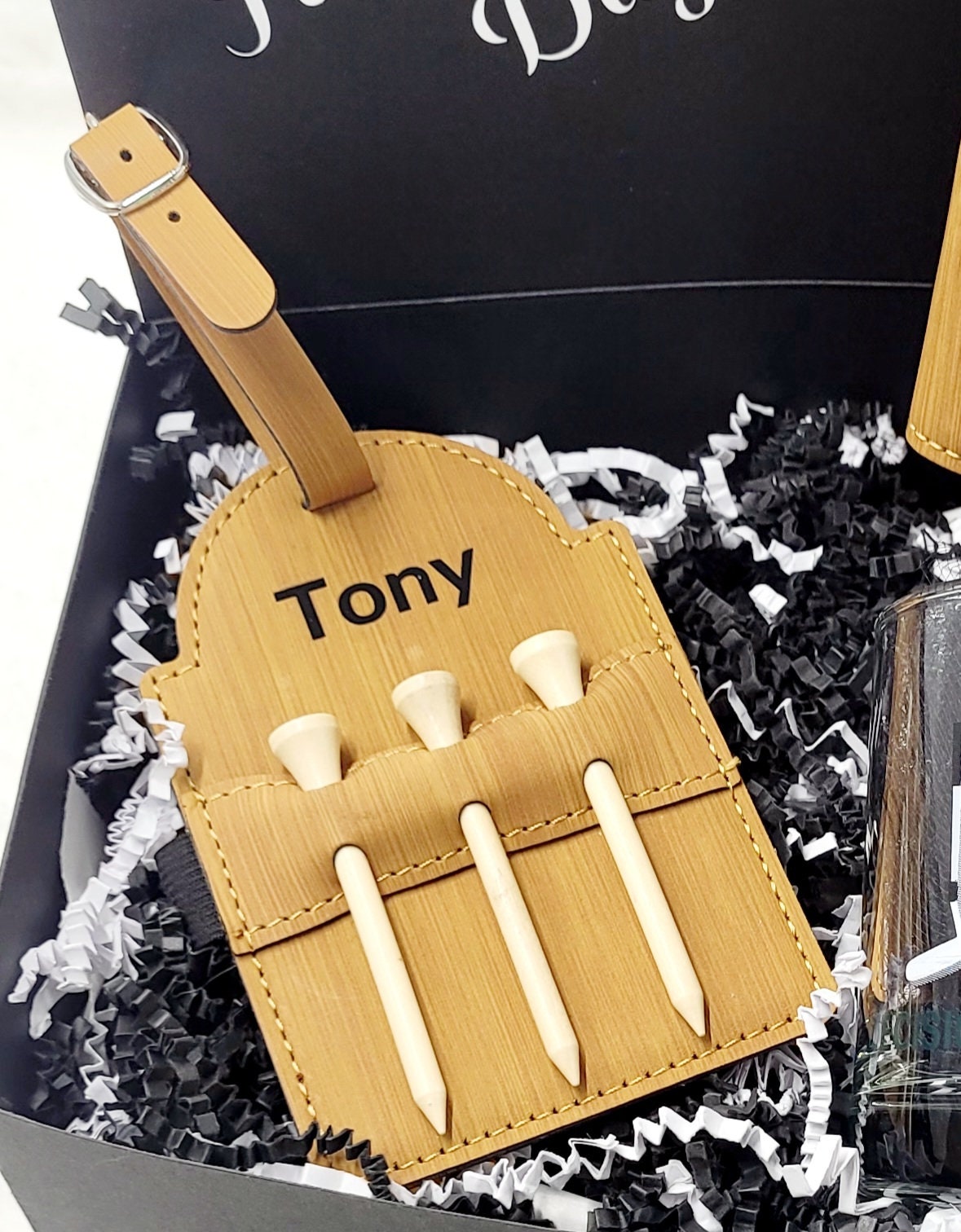 Father's Day Gift Box Men Unique Gift Set Personalized Koozie Groomsman Gift Box Custom Golf Tee Holder Beer Golf Gift Dad Birthday Gift Men