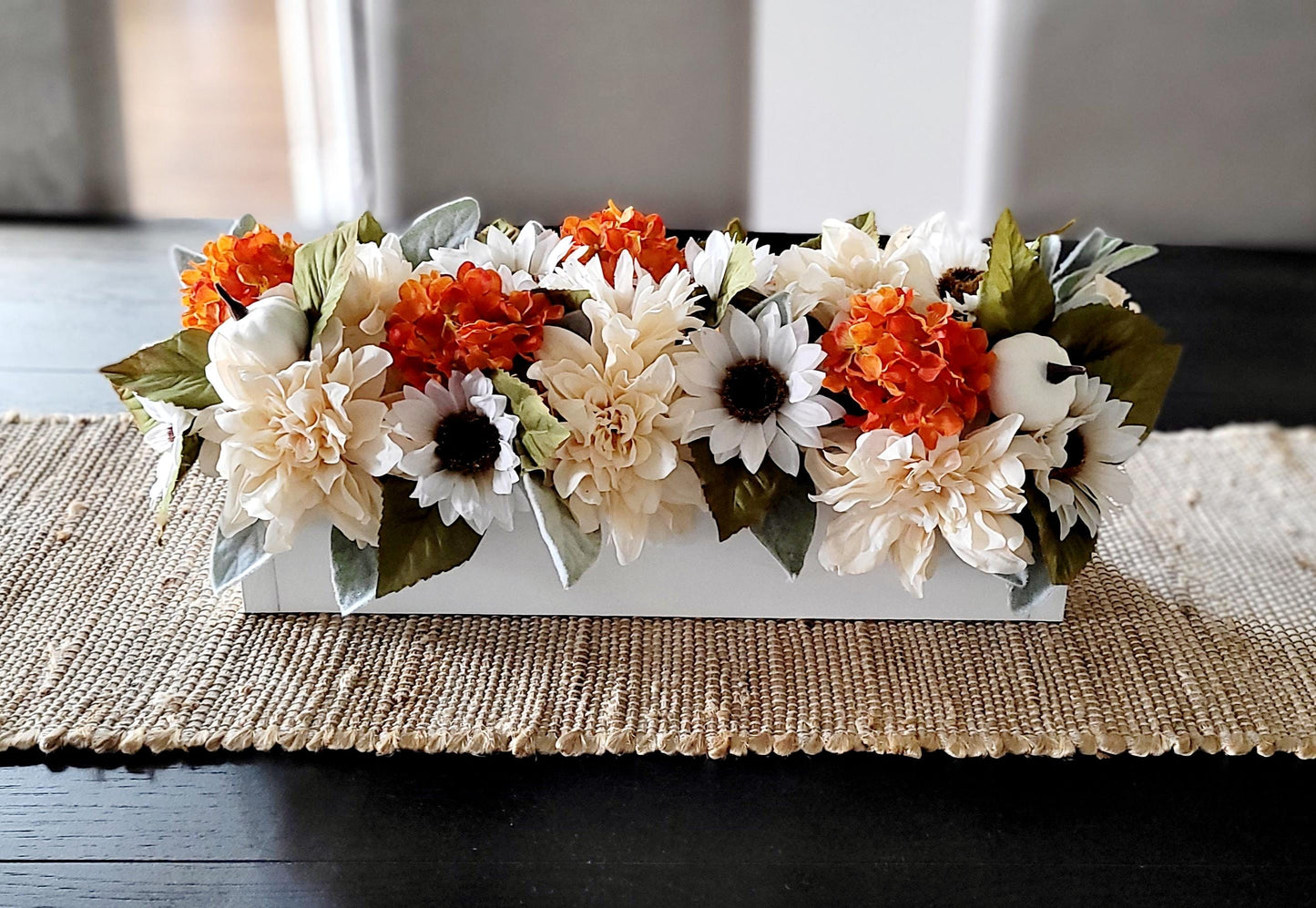 Fall sunflower arrangements dining table flower centerpiece wood box fall arrangement fall decorations for dining table floral gift home