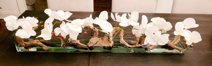 Modern Orchid Centerpiece Dining Table Glass Vase Orchid Arrangement Long Glass Vase Drift Wood Flower Arrangement Modern Style Floral