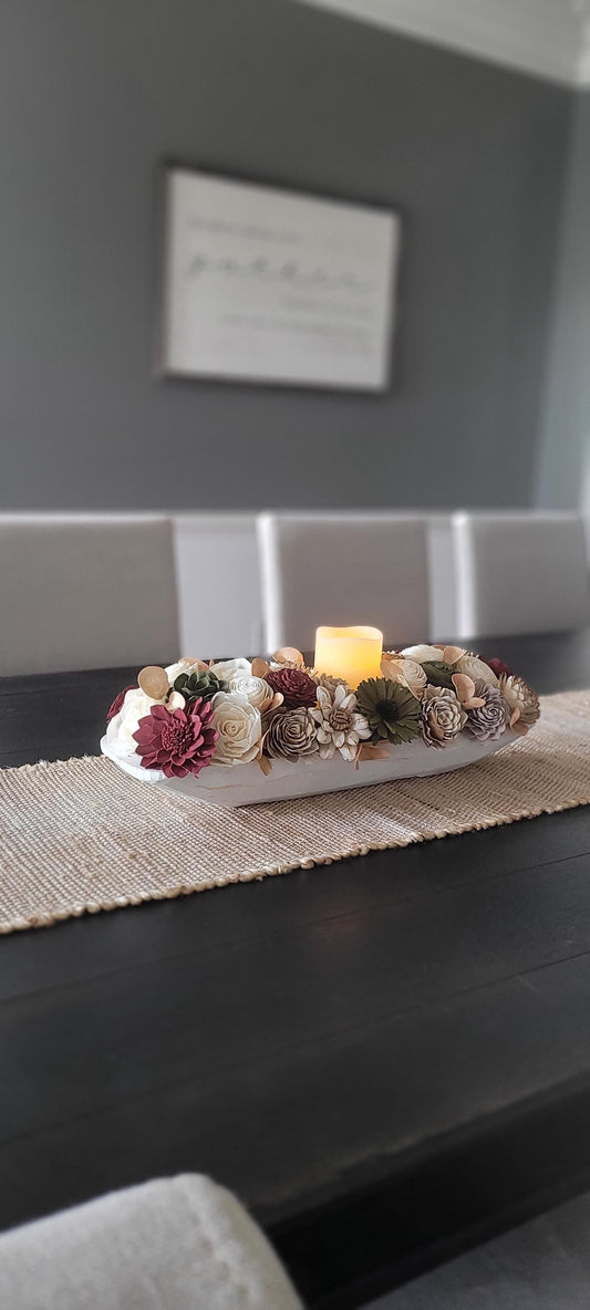 Fall Flower arrangement fall centerpiece dough bowl fall decor farmhouse fall candle arrangement fall gift  fall sunflower arrangement table