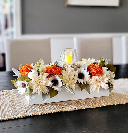 Fall sunflower arrangements dining table flower centerpiece wood box fall arrangement fall decorations for dining table floral gift home
