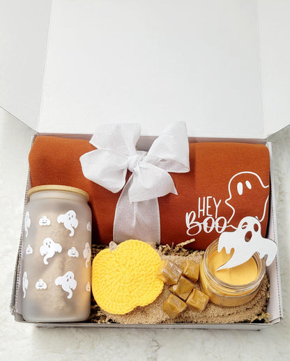Fall gift Box Her Gift Box Woman Gift Box Ghost Themed Gift Halloween Lover Ghost Sweatshirt Halloween Theme Gift Basket Friend spooky gift