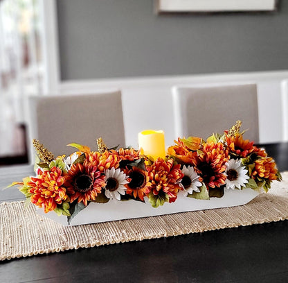 Fall Rustic Arrangement Fall Decor Fall Table Decor Dough Bowl Candle Fall Candle Table Centerpiece  Fall Lighting Fall Arrangement Fall