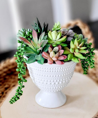 Realistic Faux Plant Arrangement Ceramic Bowl Display Artificial Succulent Collection Maintenance Free Home Office Desk Plant No Water Needed Ready To Display Design Perfect Gift Set Housewarming Present Corporate Client Appreciation New