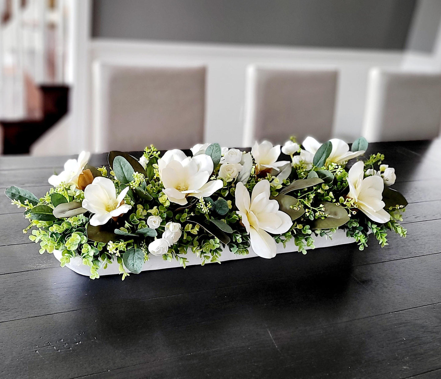 Dining Table Magnolia Arrangement Farmhouse Arrangement Dining Table Magnolia Arrangement Silk Magnolia Table Arrangement Silk Peony Flower