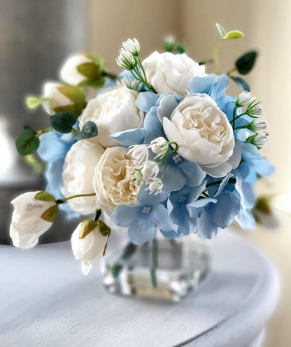 Blue Hydrangea white rose blue Hydrangea wedding Decor nightstand decor side table accent decor new home gift her gift birthday gift sister
