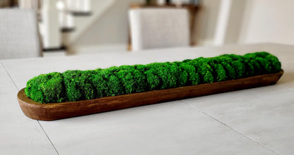 Farmhouse Table Centerpiece – Rustic Dough Bowl with Faux Moss