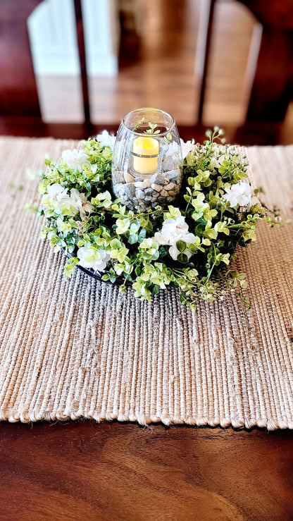 Modern Farmhouse Centerpiece Lighted Dough Bowl Arrangement Rustic Table Decoration Wedding Reception Decor Kitchen Table Display Round Table Accent Handcrafted Design Premium Quality Construction Creates Warm Ambiance Versatile Home