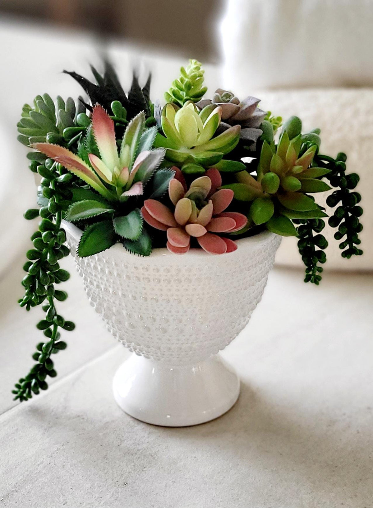 Ceramic Planter Arrangement Artificial Succulent Display Faux Plant Bowl Collection Perfect Office Desk Home Styling Gift Set Realistic Looking Maintenance Free Design No Water Needed Ready To Display Corporate Client Appreciation