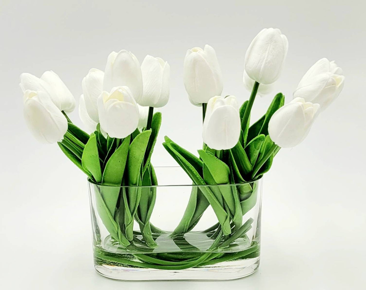 Real Touch Tulip In Glass Vase Modern Arrangement Artificial Flower Centerpiece Bridal Arrangement French Country Faux Flower Dining Table