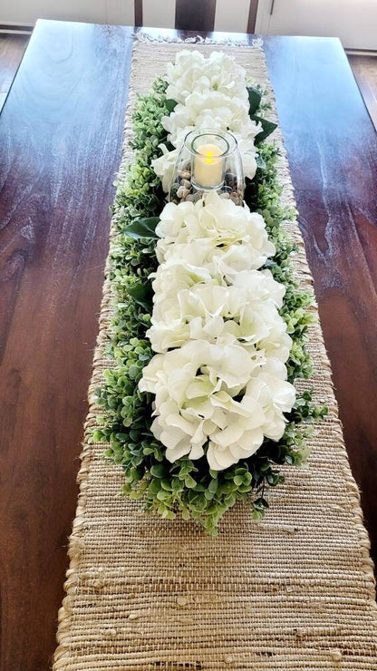 Hydrangea Wood Box Centerpiece For Dining Table Centerpiece For Dining Table Flower Arrangement Mantel Centerpiece Flowers Hydrangea Flower