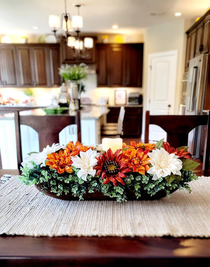 Fall Dining Table Arrangement Fall Decor Rustic Centerpiece Fall Farmhouse arrangement Autumn Flower Orange hydrangea Fall Table decor Fall