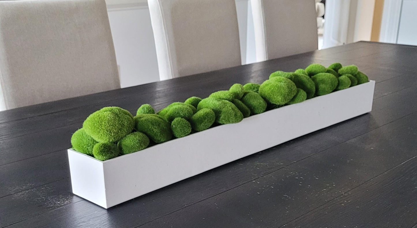 Moss Arrangement Narrow Long Dining Arrangement Modern Table Decor Contemporary Table Top Decor Faux Moss Centerpiece Mantle Decoration