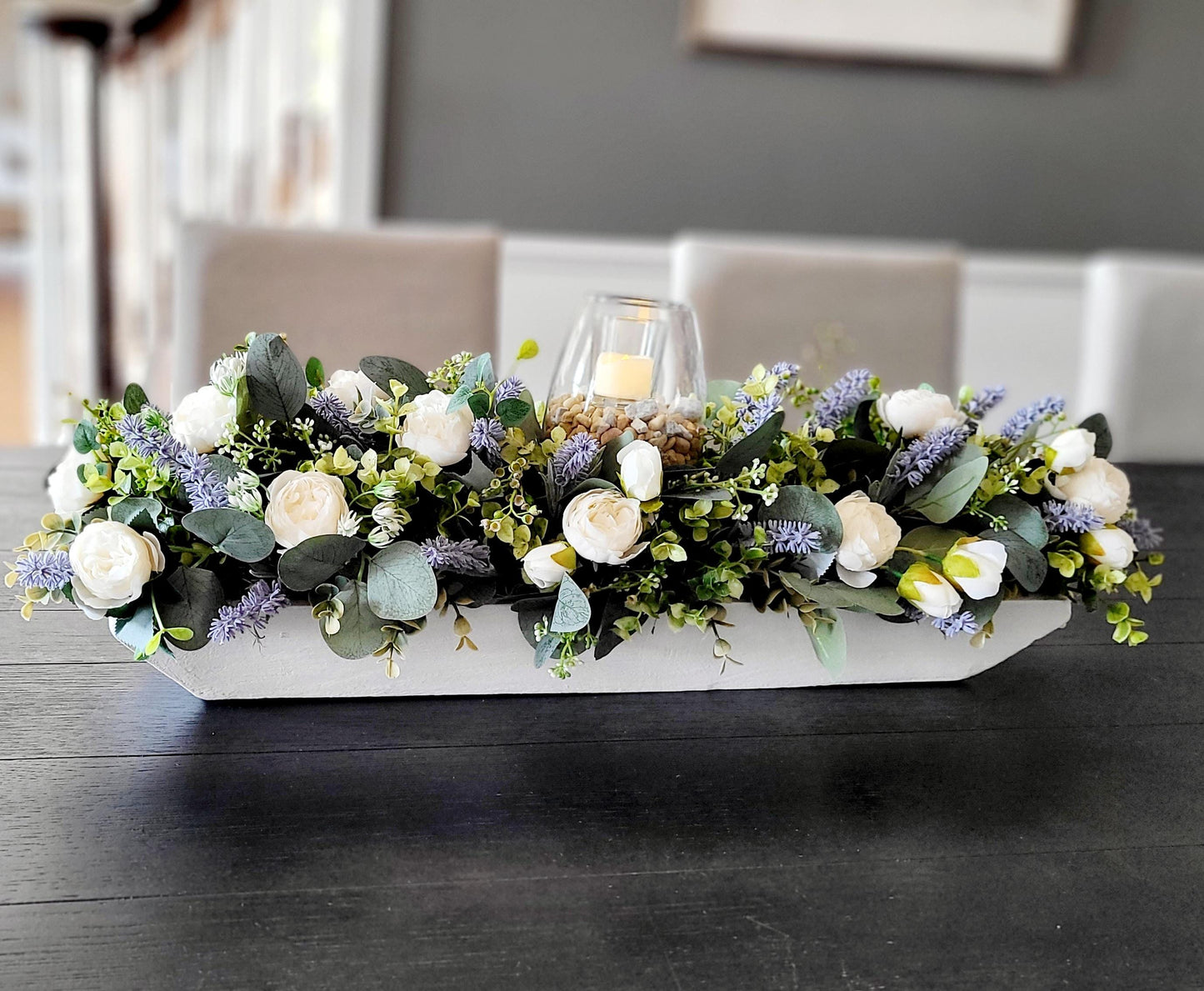 Peony Centerpiece 27' lavender centerpiece spring table decor spring decor ideas dough bowl arrangement lavender arrangement dining table