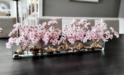 Dining Table Centerpiece – Modern Silk Peony Arrangement in Glass Vase