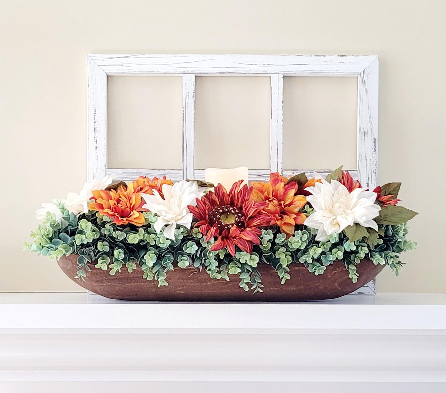 Fall Dining Table Arrangement Fall Decor Rustic Centerpiece Fall Farmhouse arrangement Autumn Flower Orange hydrangea Fall Table decor Fall