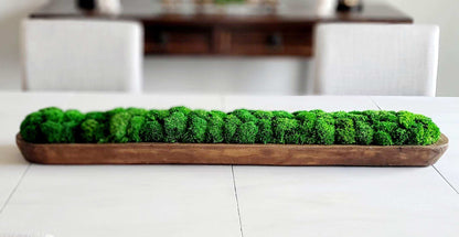 Farmhouse Table Centerpiece – Rustic Dough Bowl with Faux Moss