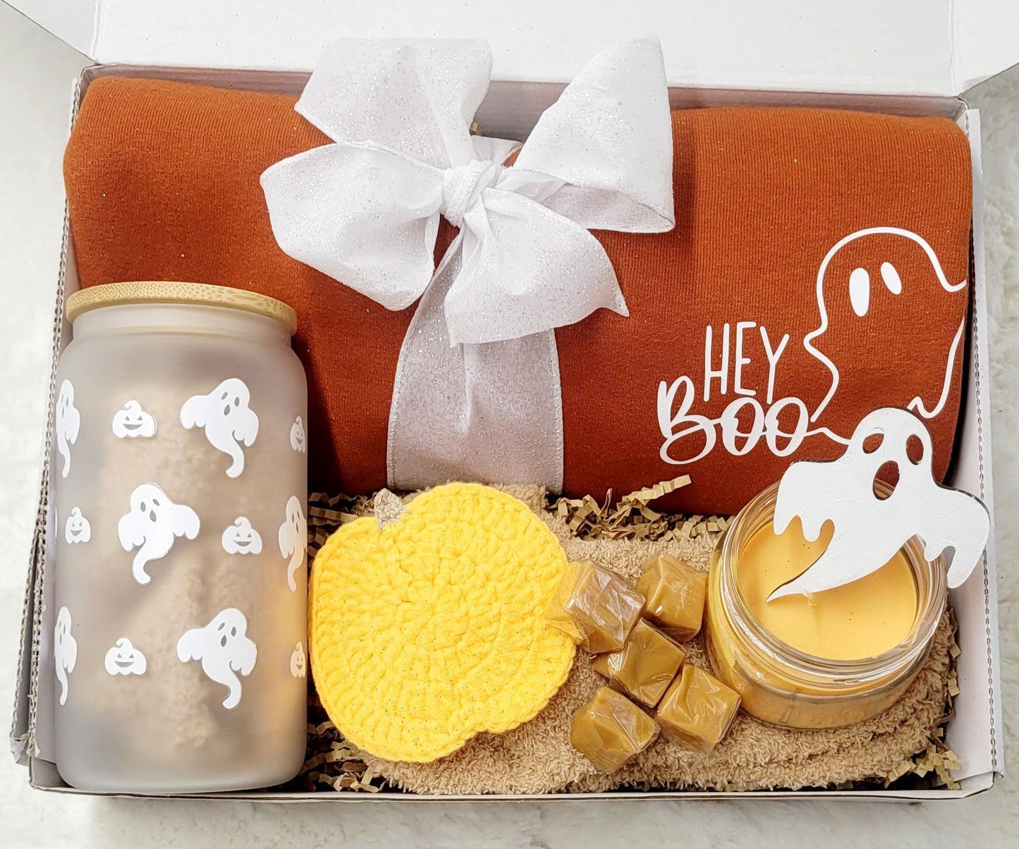 Fall gift Box Her Gift Box Woman Gift Box Ghost Themed Gift Halloween Lover Ghost Sweatshirt Halloween Theme Gift Basket Friend spooky gift