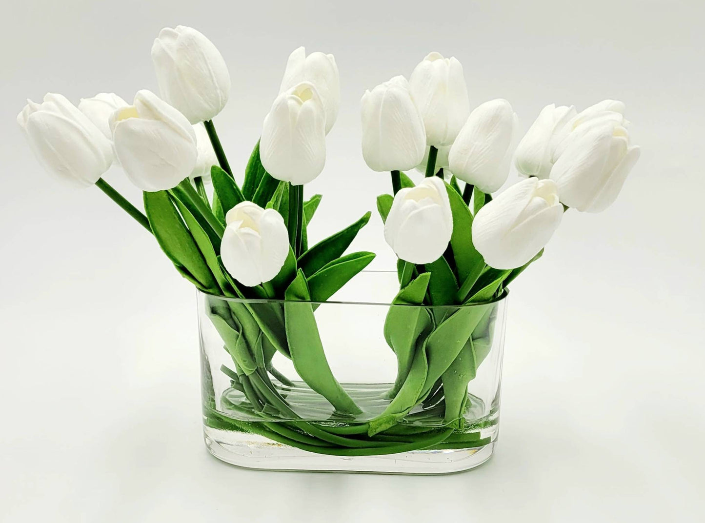 Real Touch Tulip In Glass Vase Modern Arrangement Artificial Flower Centerpiece Bridal Arrangement French Country Faux Flower Dining Table