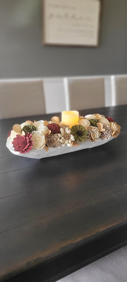 Fall Flower arrangement fall centerpiece dough bowl fall decor farmhouse fall candle arrangement fall gift  fall sunflower arrangement table