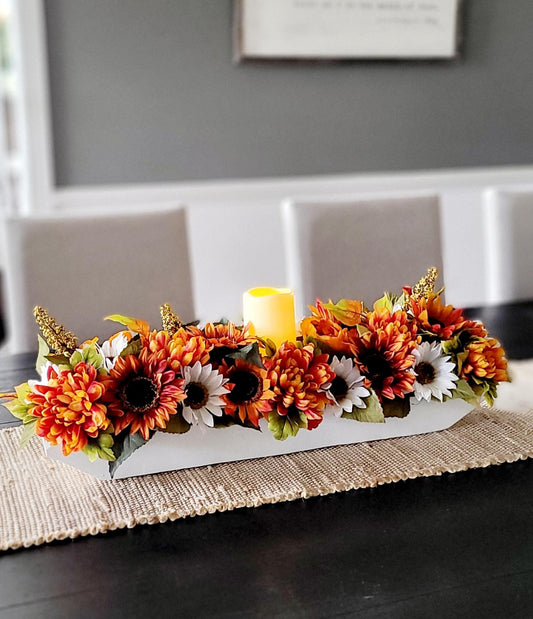 Fall Rustic Arrangement Fall Decor Fall Table Decor Dough Bowl Candle Fall Candle Table Centerpiece  Fall Lighting Fall Arrangement Fall