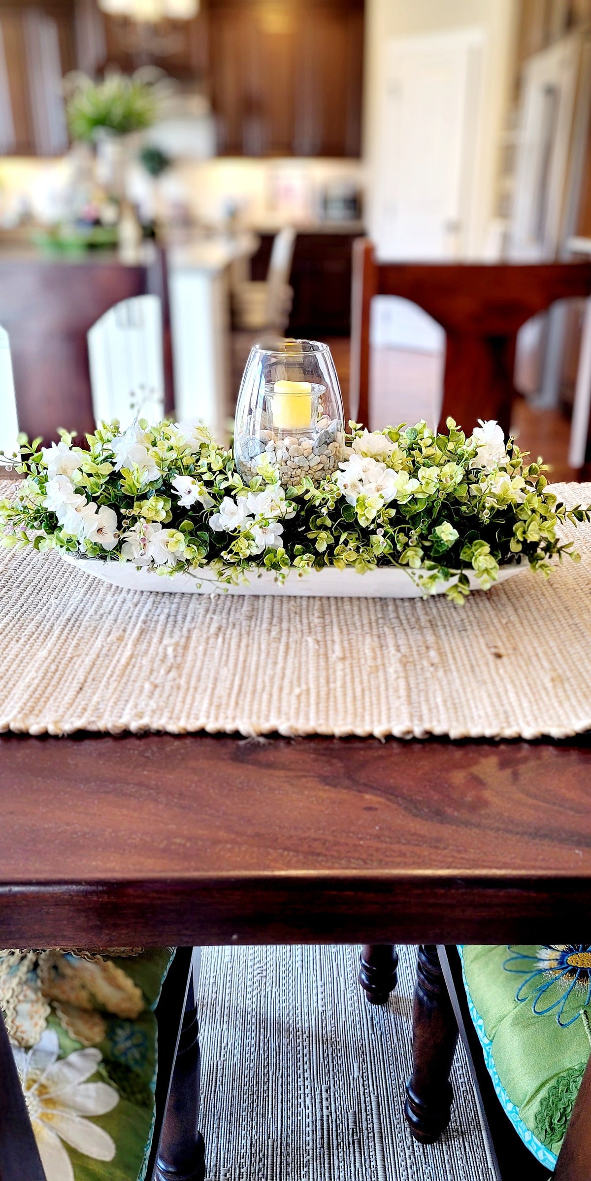 Farmhouse Table Centerpiece – Lighted Rustic Dough Bowl for Wedding & Kitchen Decor