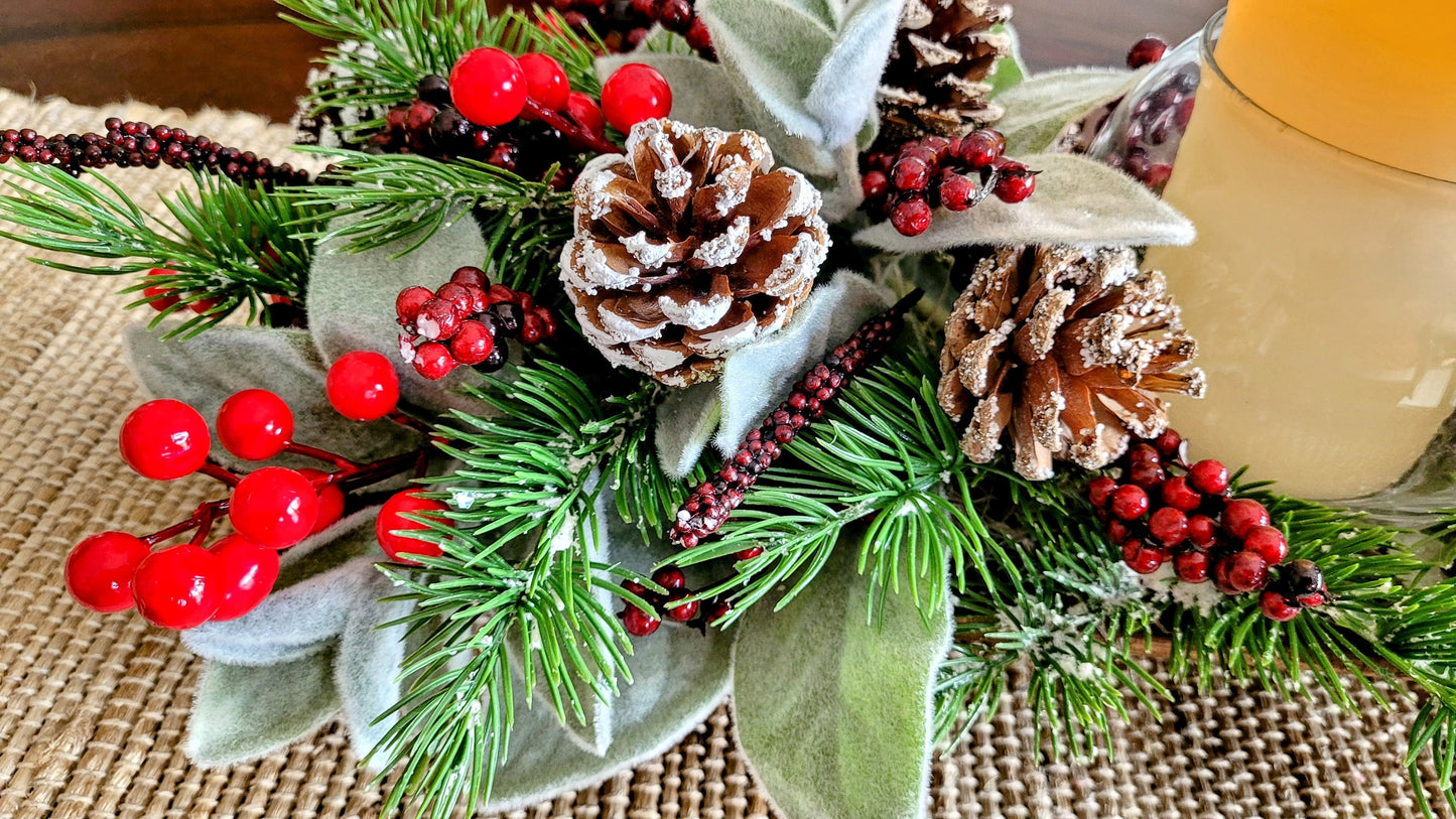 Christmas Centerpiece Dining Table Centerpiece Gift Centerpiece Hand Carved Dough Bowl Winter Floral Arrangement For Table Christmas Decor