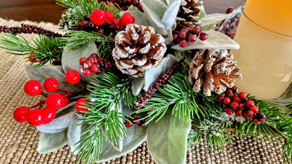 Christmas Centerpiece Dining Table Centerpiece Gift Centerpiece Hand Carved Dough Bowl Winter Floral Arrangement For Table Christmas Decor