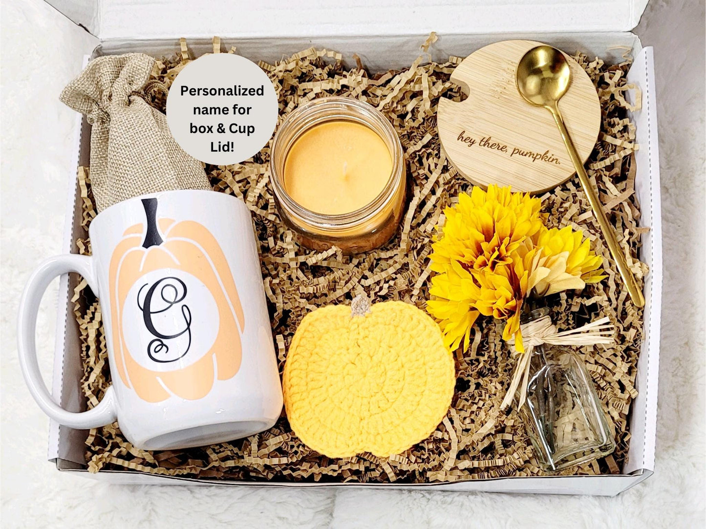 Fall Gift Box Friend Care Package Pumpkin Mug Personalized Tumbler Women Gift Box Cozy Autumn Care Package Custom Cup Engrave Initial Mug