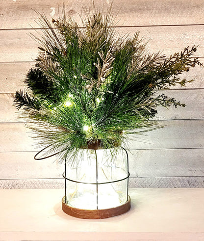 Farmhouse Lantern Centerpiece Rustic Lantern Arrangement Winter Lantern Christmas Floral Arrangement Table Top Lantern Holiday Lantern