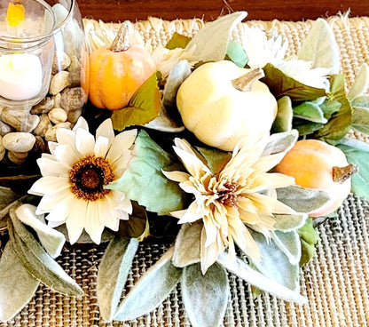 Dough Bowl fall Arrangement Fall Candle Centerpiece Fall Floral Arrangement Fall Dough Bowl Sunflower Dining Table Arrangement Fall Floral