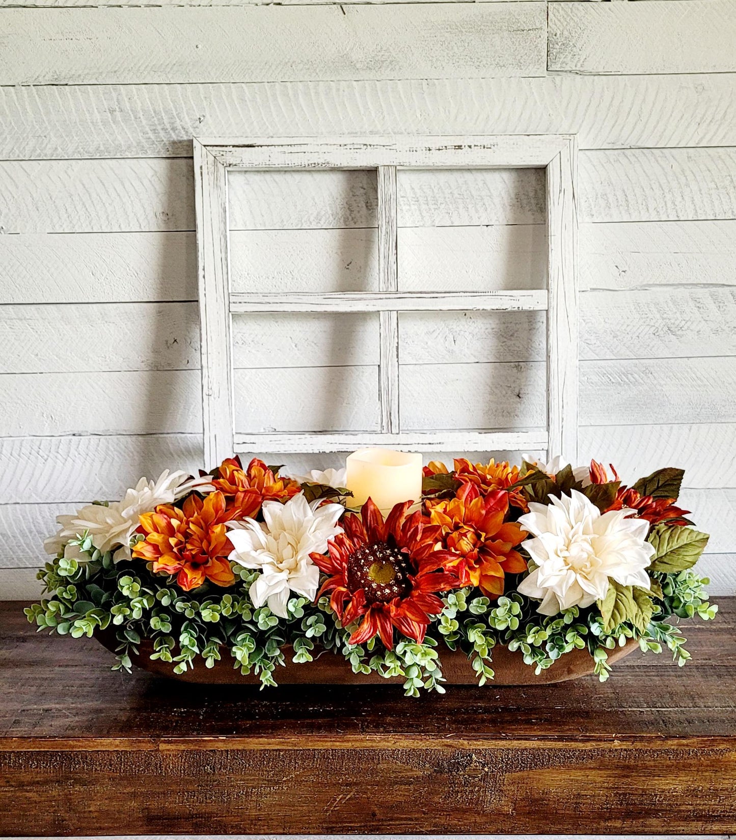 Fall Dining Table Arrangement Fall Decor Rustic Centerpiece Fall Farmhouse arrangement Autumn Flower Orange hydrangea Fall Table decor Fall