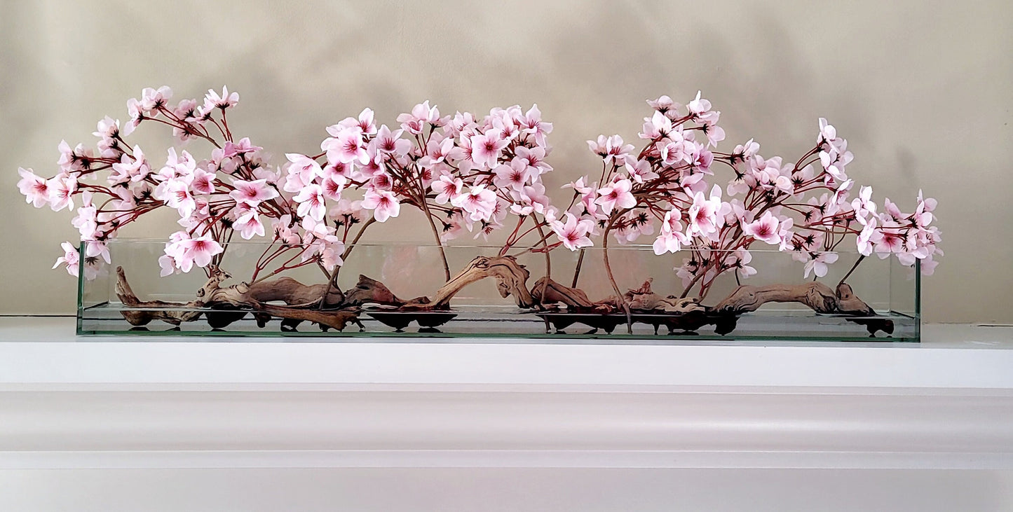 Modern Arrangement Dining Table Centerpiece Pink Floral Arrangement French Country Pink Cherry Blossoms Floral Centerpiece Modern Centerpiec