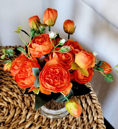 Artificial Peony Arrangement – Modern Glass Vase Mother's Day Gift