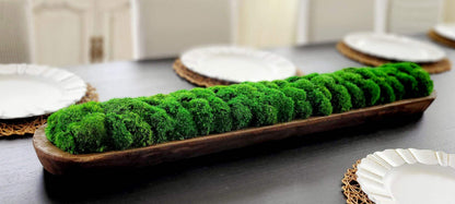 Farmhouse Table Centerpiece – Rustic Dough Bowl with Faux Moss