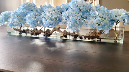 Modern Farmhouse Decor Modern Glass Vase Arrangement Dining Table Contemporary Decor Hydrangea Floral Display Modern Coastal Arrangement