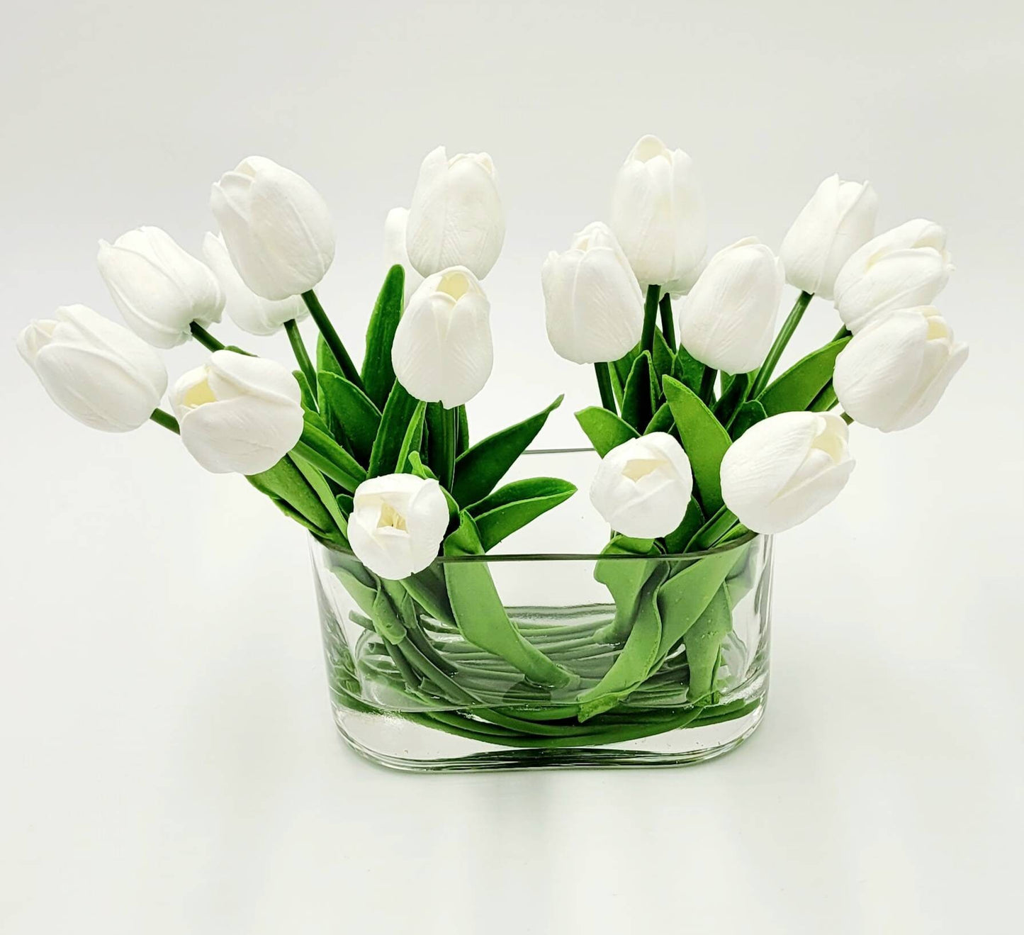 Real Touch Tulip In Glass Vase Modern Arrangement Artificial Flower Centerpiece Bridal Arrangement French Country Faux Flower Dining Table
